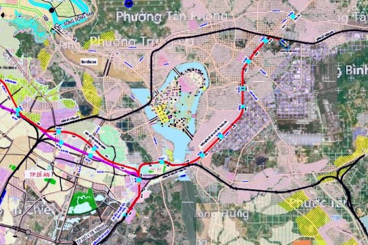 Sơ đồ tuyến metro số 1 TP.HCM kéo dài về Đồng Nai - Ảnh: A LỘC