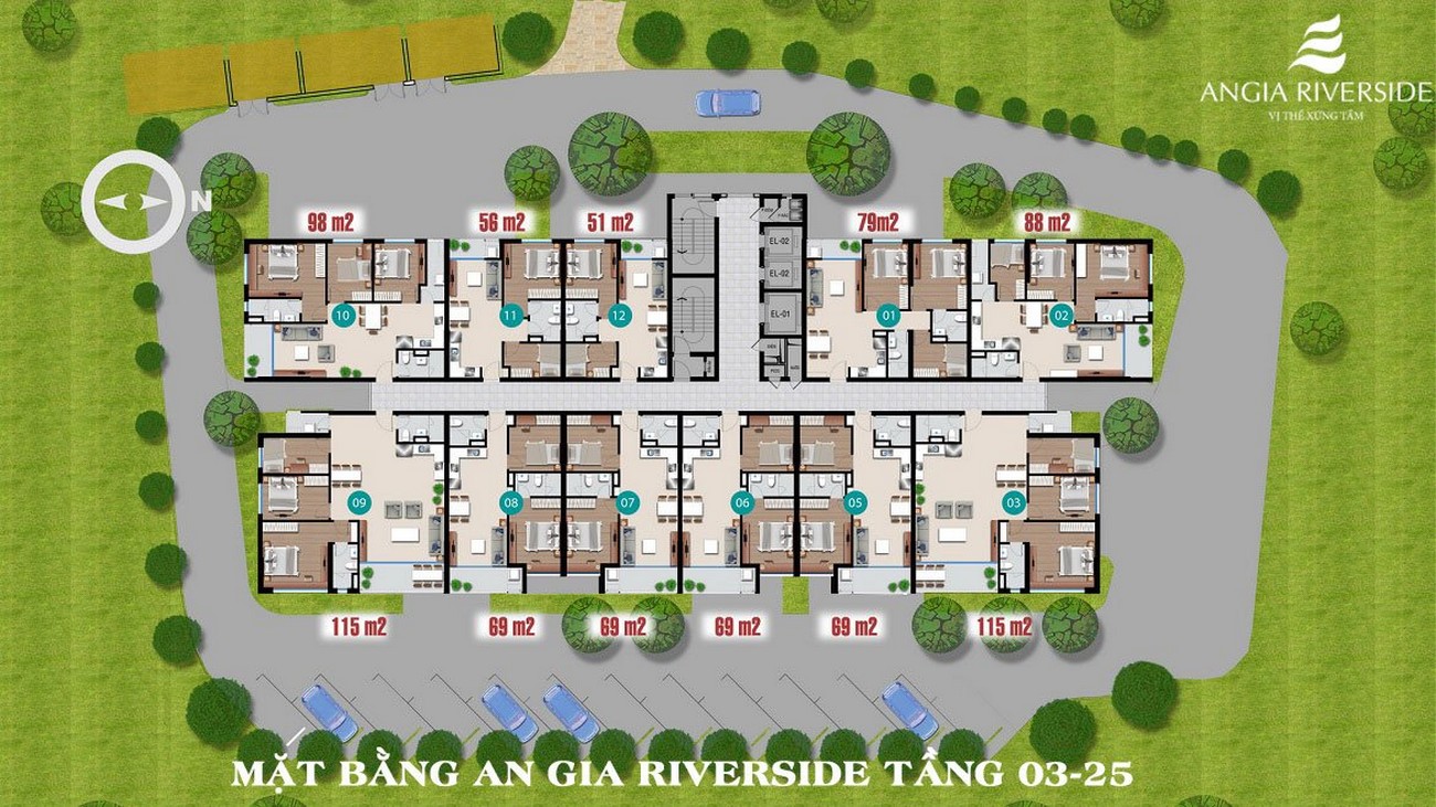 Mặt bằng tổng thể dự án Angia Riverside Quận 7.