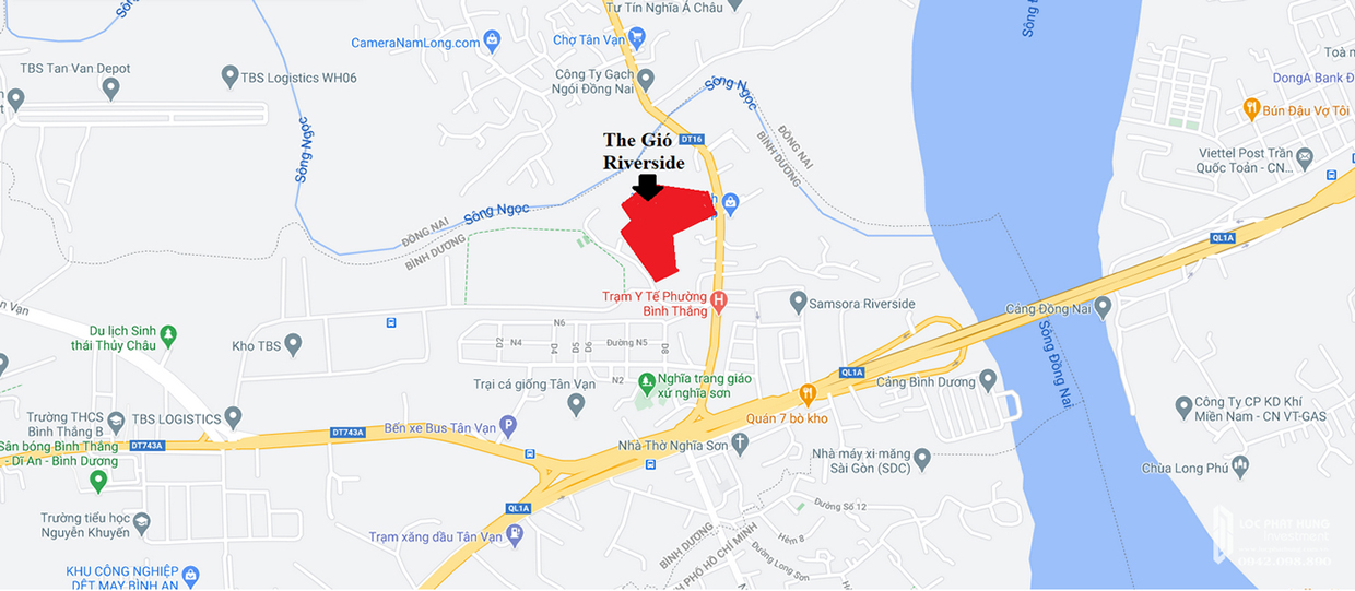 Vị trí địa chỉ dự án căn hộ chung cư The Gió Riverside Bình Dương chủ đầu tư An Gia